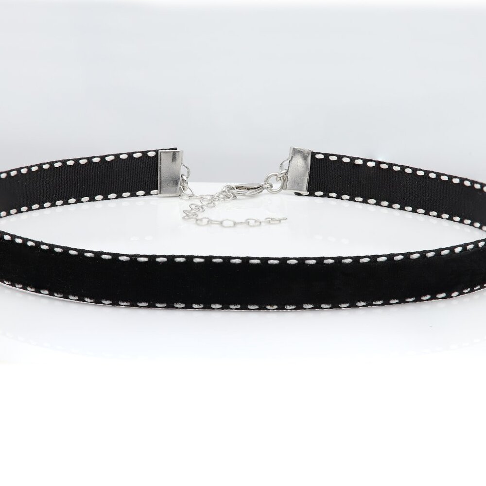 Black Velvet Choker Adjustable black with white design